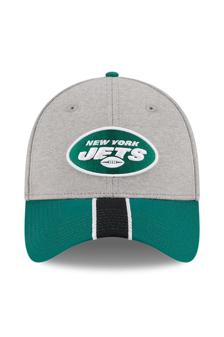 Men's New Era Heather Gray/Green New York Jets Striped 39THIRTY Flex Hat, Alternate, color, Heather Gray