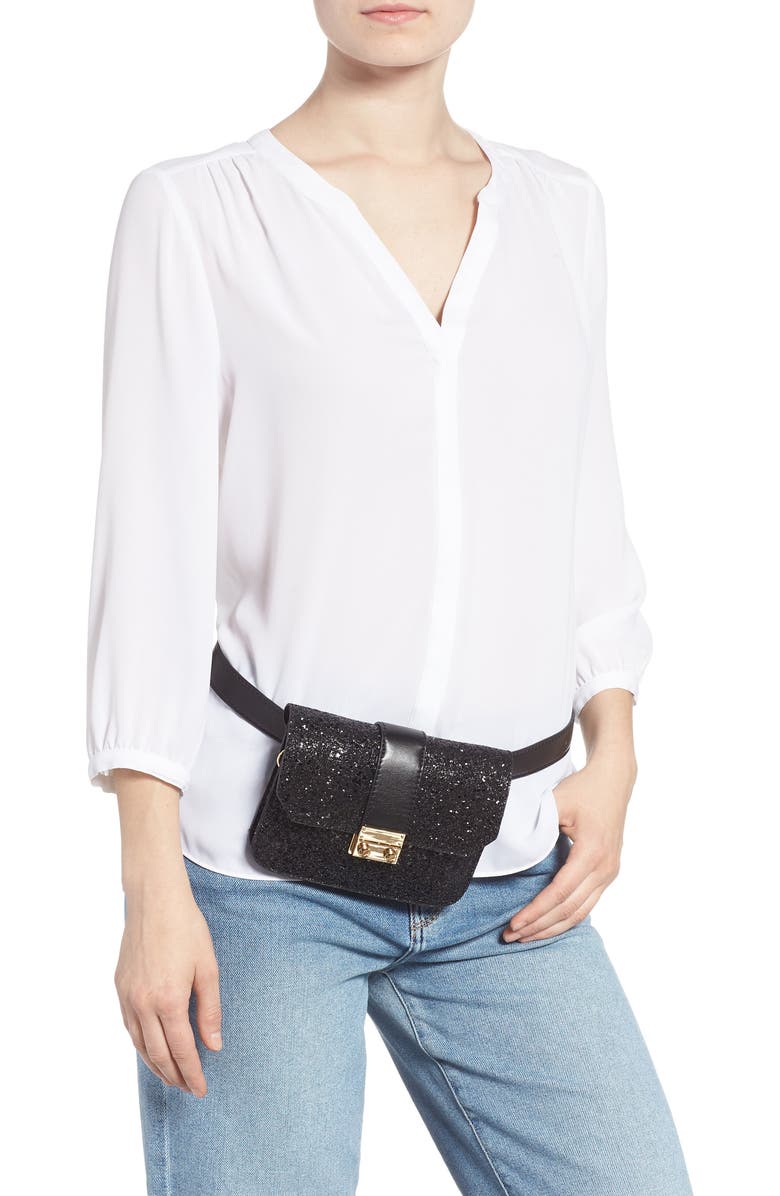 Mali + Lili Stacie Glitter Convertible Belt Bag, Alternate, color,