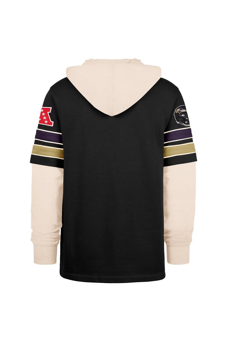 Men's '47  Black Baltimore Ravens Split Zone Cornerback Duo Hoodie, Alternate, color, Black