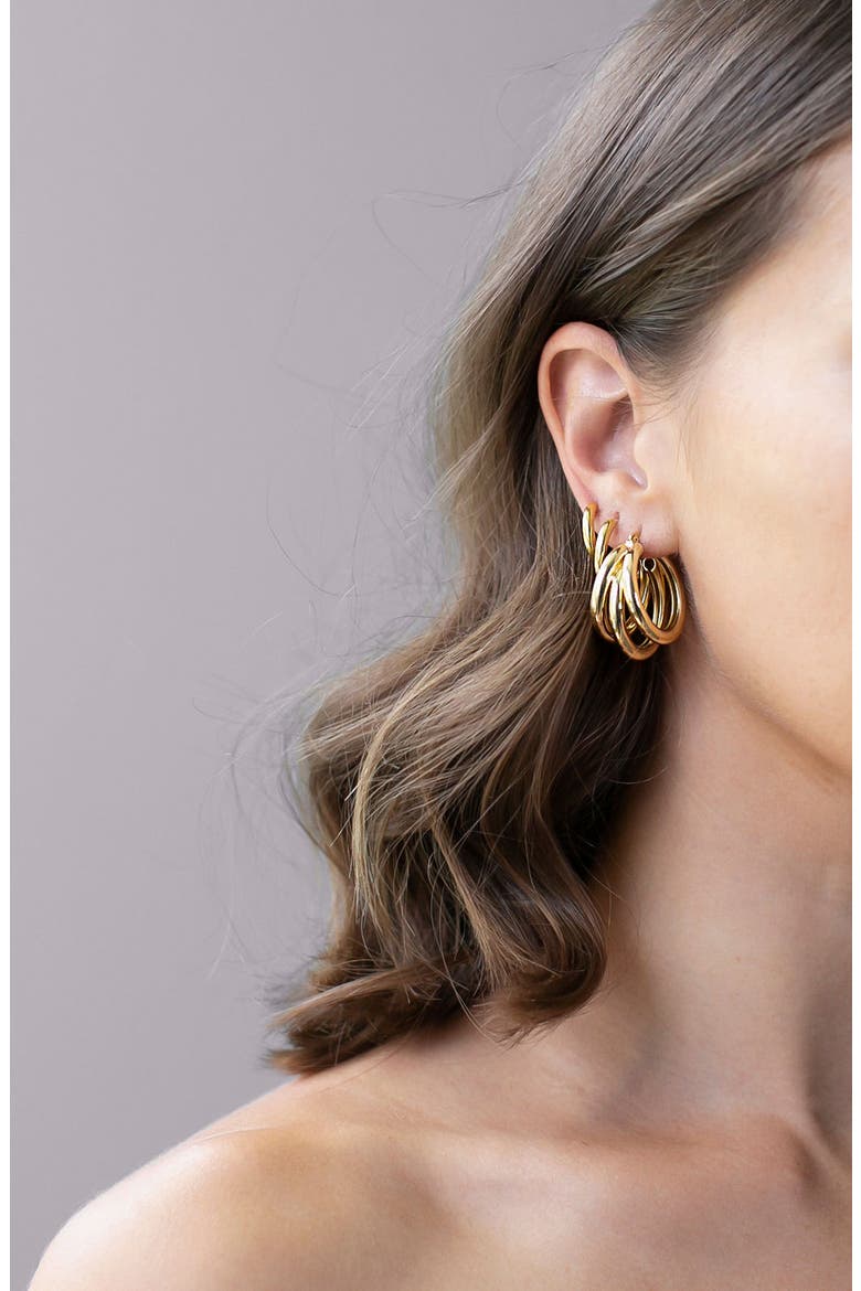 Nirvana Hoop Earrings, Alternate, color, GOLD