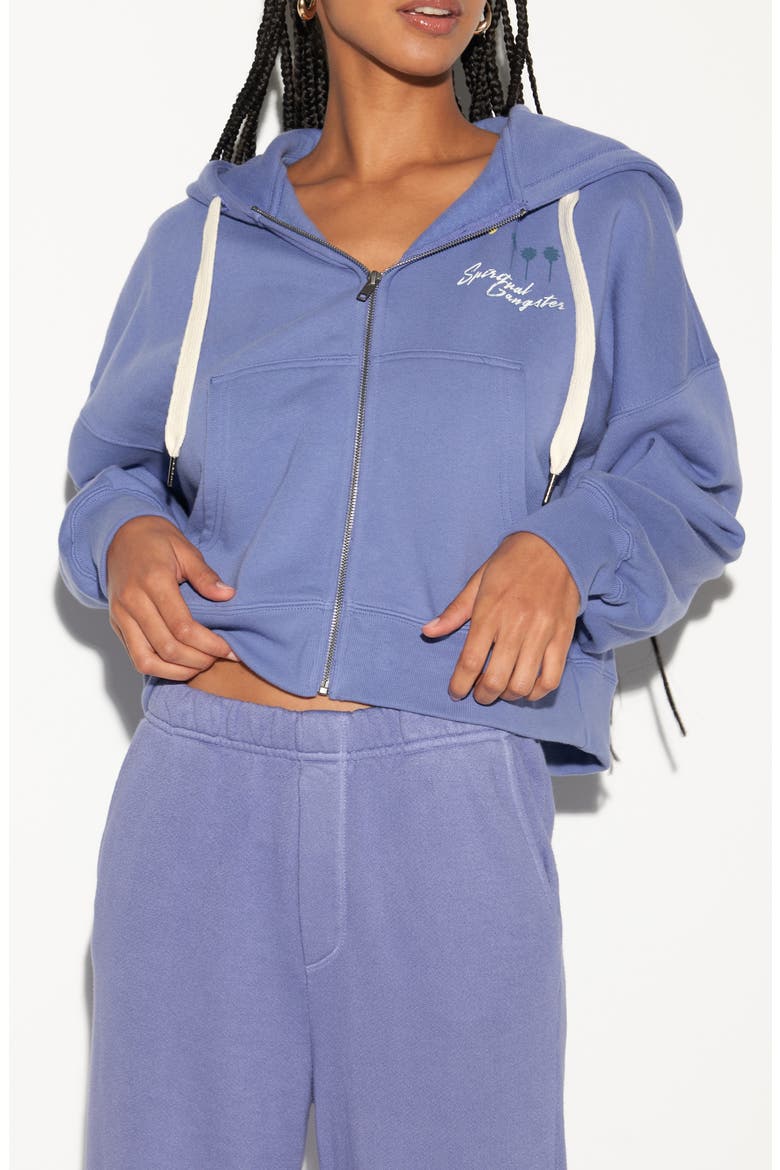 Palm Roxbury Cotton Graphic Zip-Up Hoodie, Main, color, WISTERIA