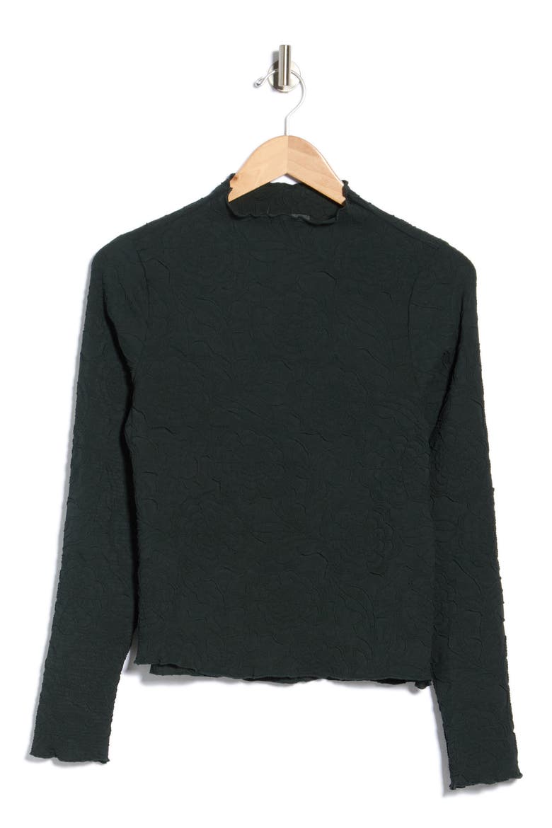 Floral Textured Mock Neck Top, Main, color, JUNGLE GREEN
