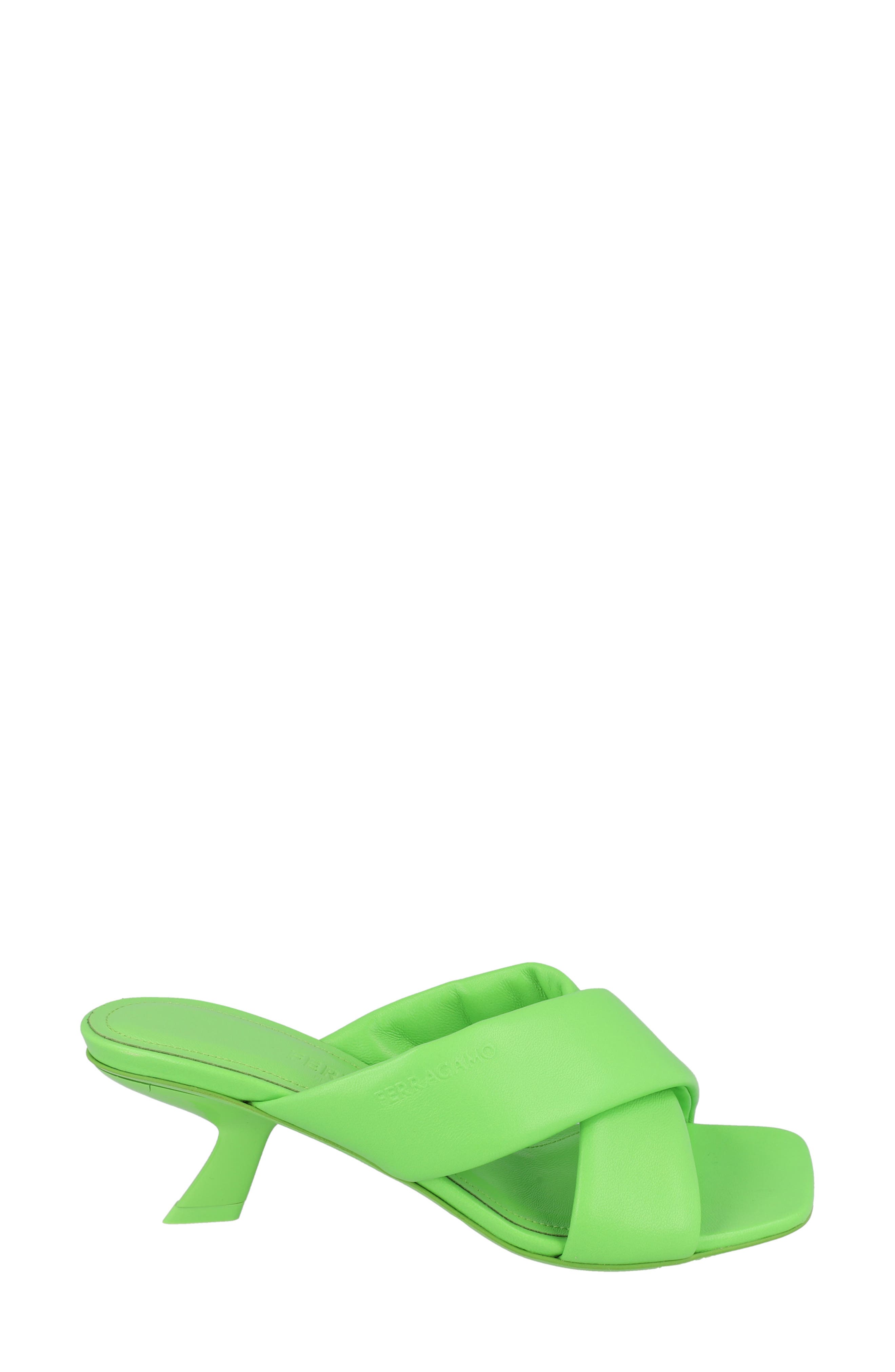 FERRAGAMO Crossover Slide Sandal, Alternate, color, Green