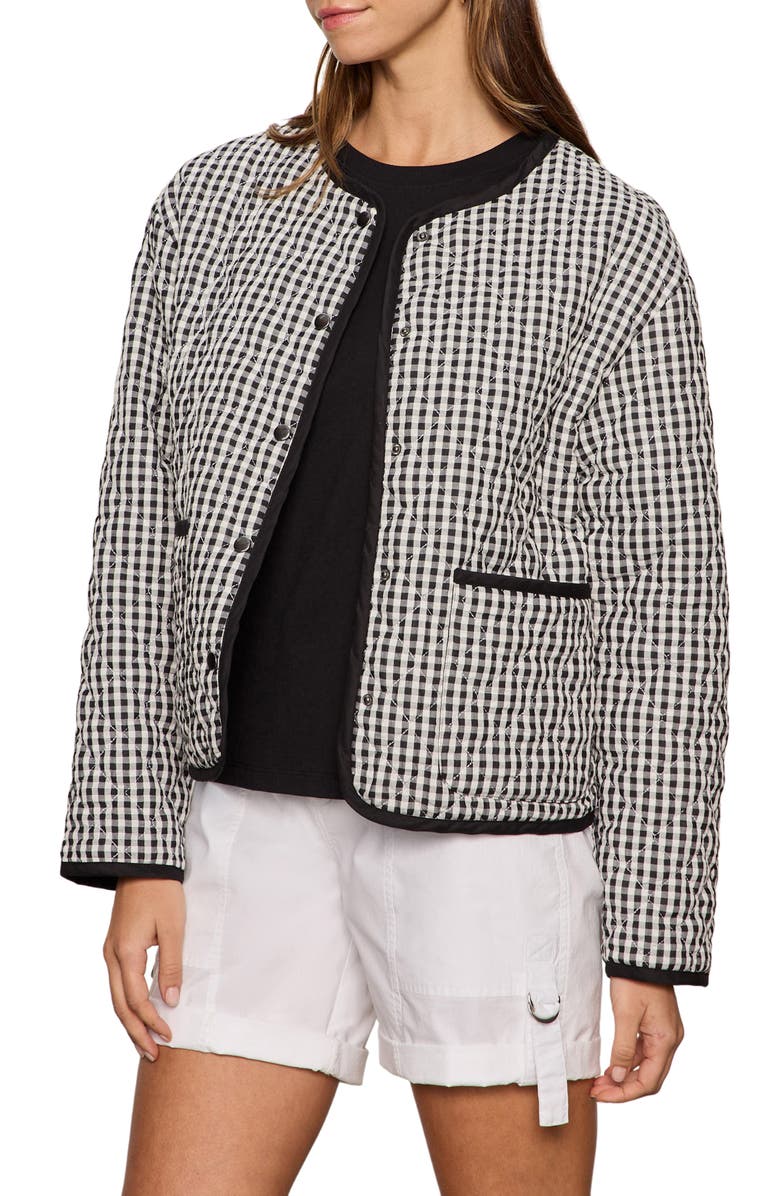 Sanctuary Gingham Quilted Cotton Blend Jacket, Alternate, color, Black