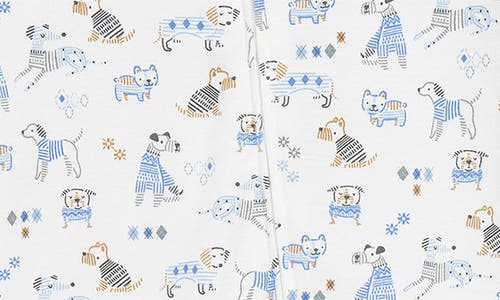 Little Me Puppy Lines Footie & Hat Set In Blue