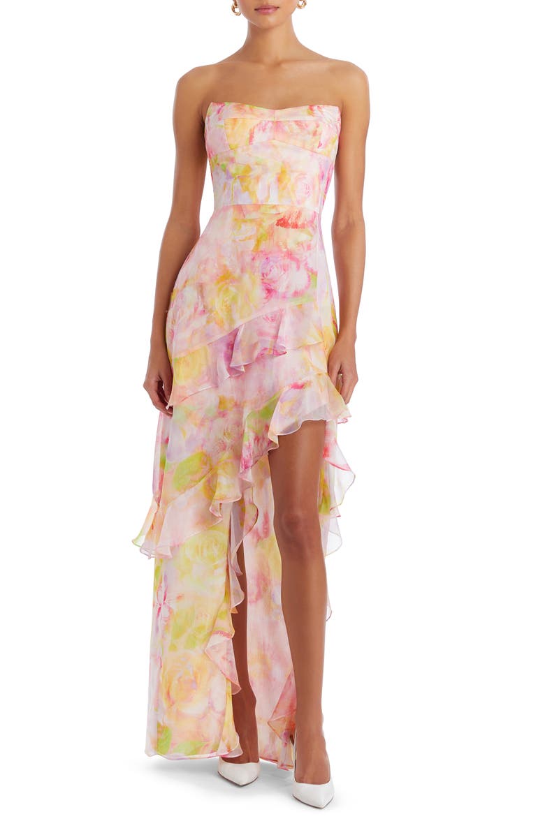 Amanda Uprichard Magnolia Floral Strapless Gown, Alternate, color,