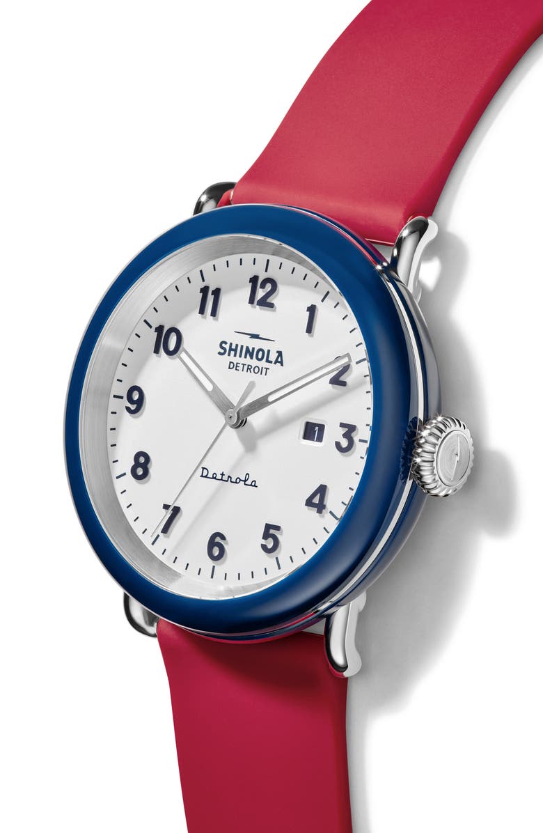 Shinola Detrola The Ace Silicone Strap Watch, 43mm, Alternate, color, 