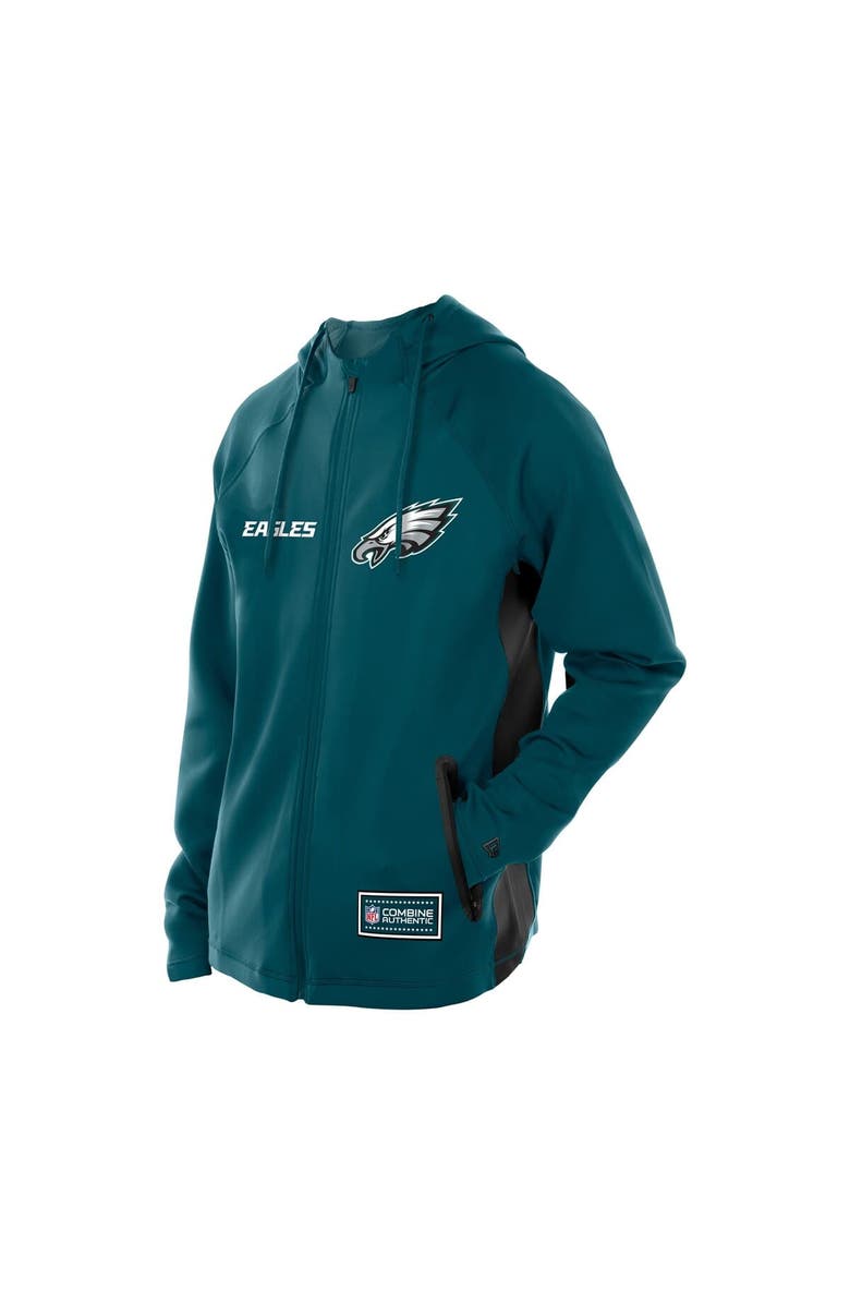 New Era Men's New Era  Midnight Green Philadelphia Eagles Combine Authentic Raglan Scuba Full-Zip Hoodie, Alternate, color, Green