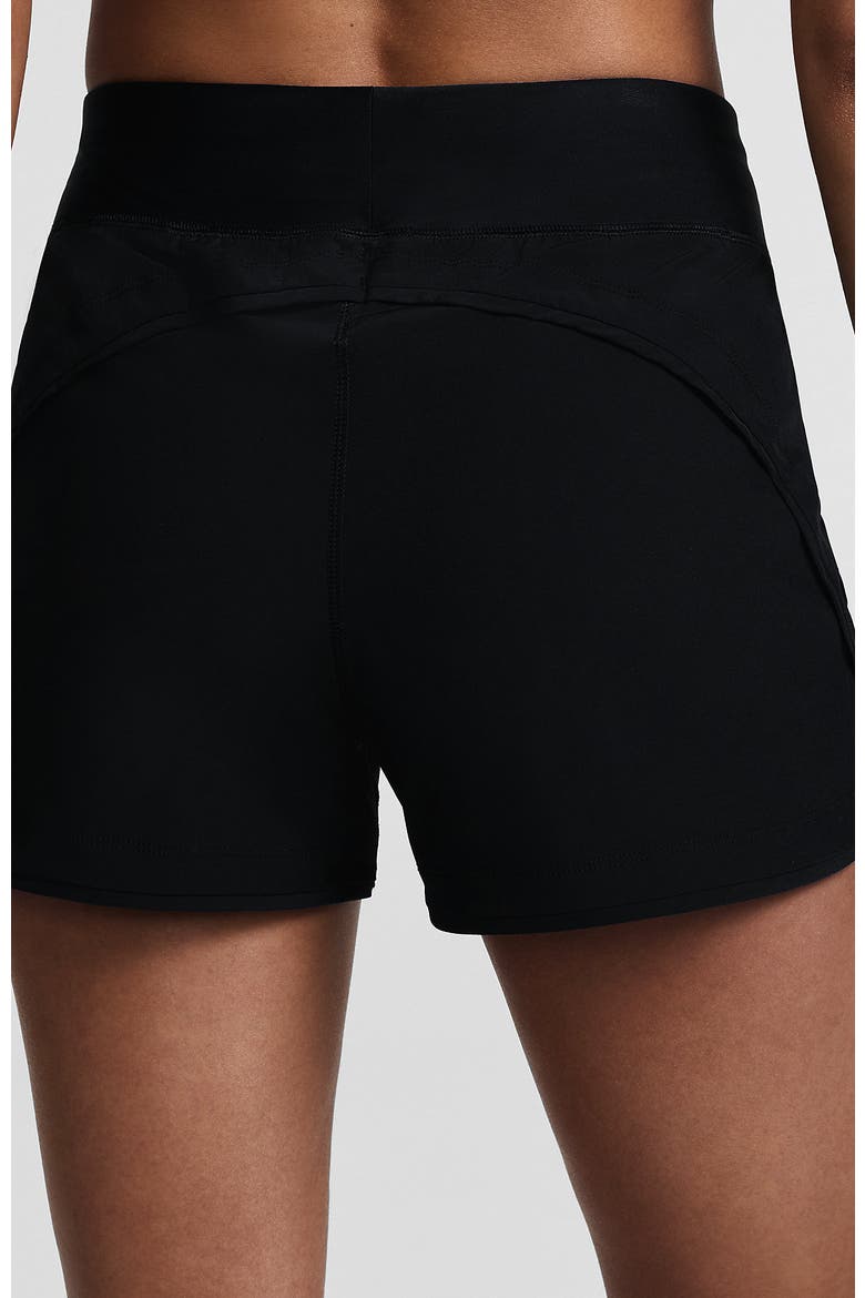 3" Quick Dry Elastic Waist Board Shorts Swim Cover-up Shorts with Panty, Alternate, color, Black