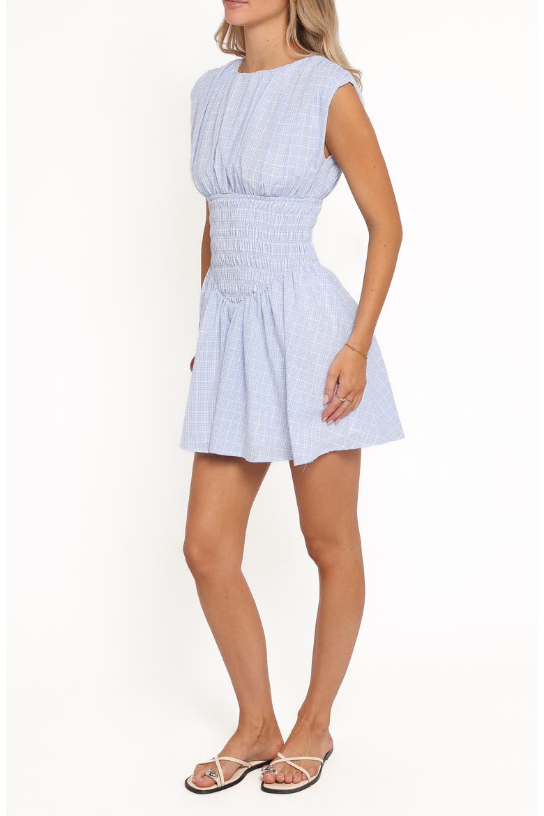 Ayla Gingham Smocked Minidress, Alternate, color, BLUE GINGHAM