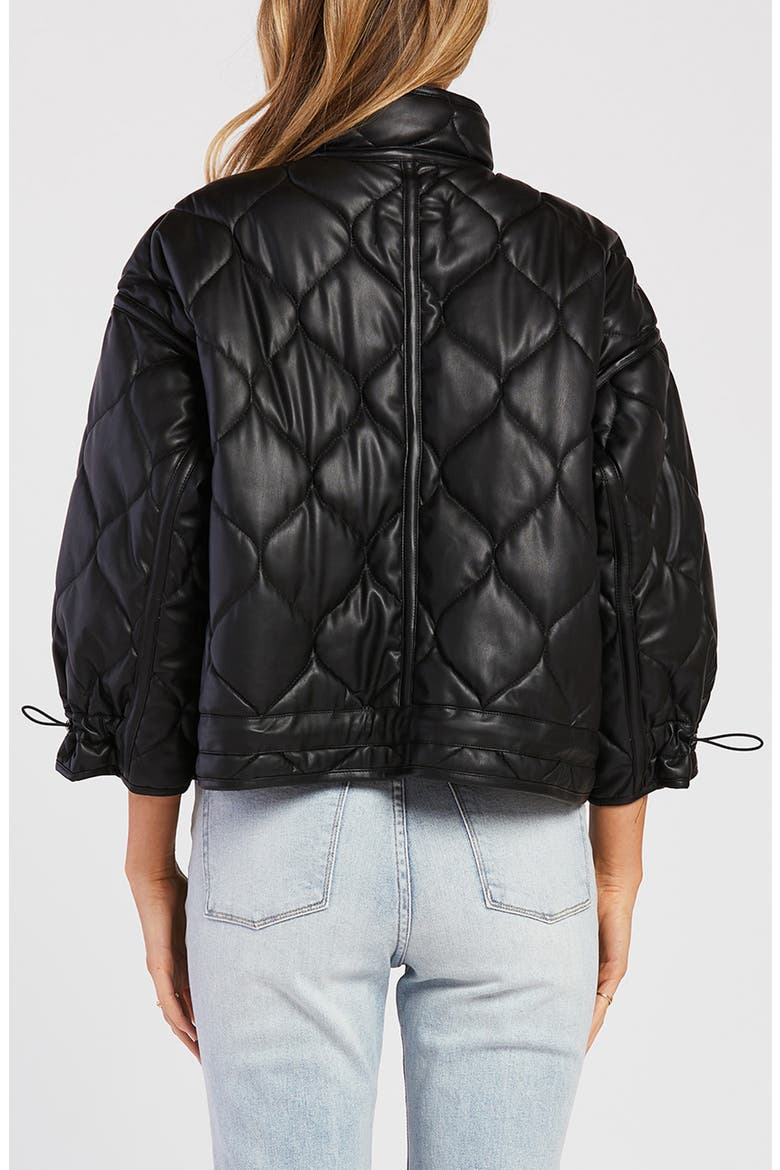 Jaguar Quilted Faux Leather Jacket, Alternate, color, BLACK