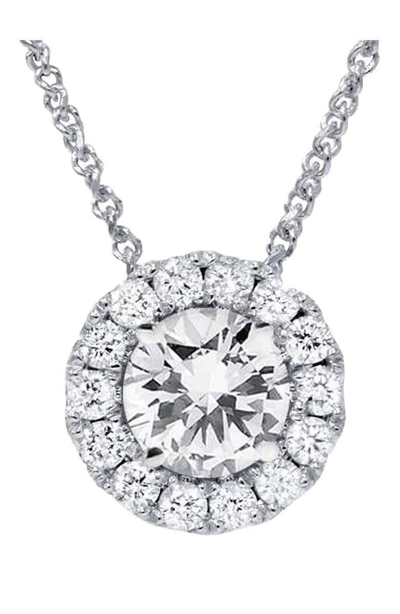 Bliss Diamond Certified 3Ct Halo Diamond Solitaire Pendant 14k Gold Lab Grown Necklace, Main, color, 