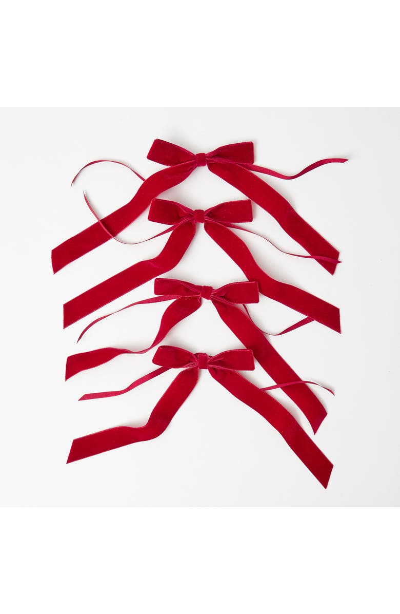 Mrs. Alice Ruby Red Velvet Bow (Set of 4) - 20cm, Main, color, Red