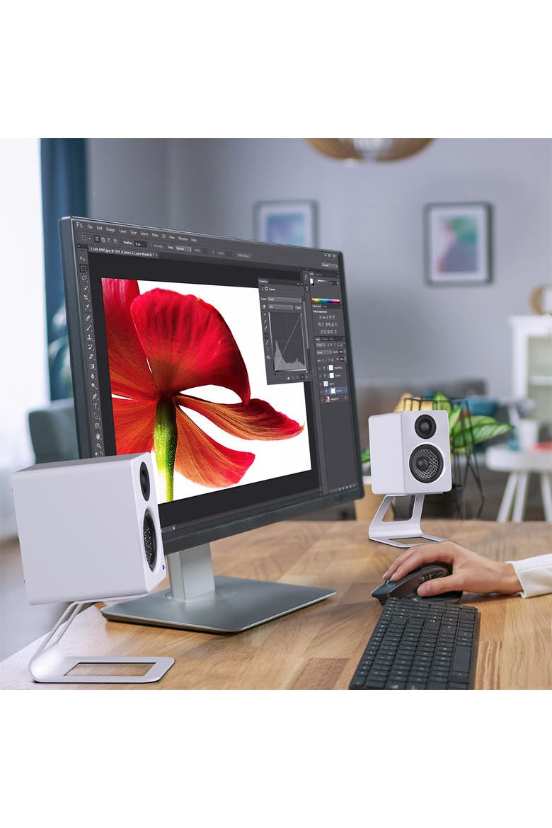YU2 Powered Desktop Speakers - Pair, Alternate, color, Matte White