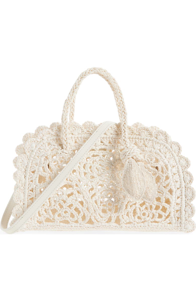 Jacquemus The Small Turismo Crochet Raffia Effect Bowling Bag, Main, color, White 100