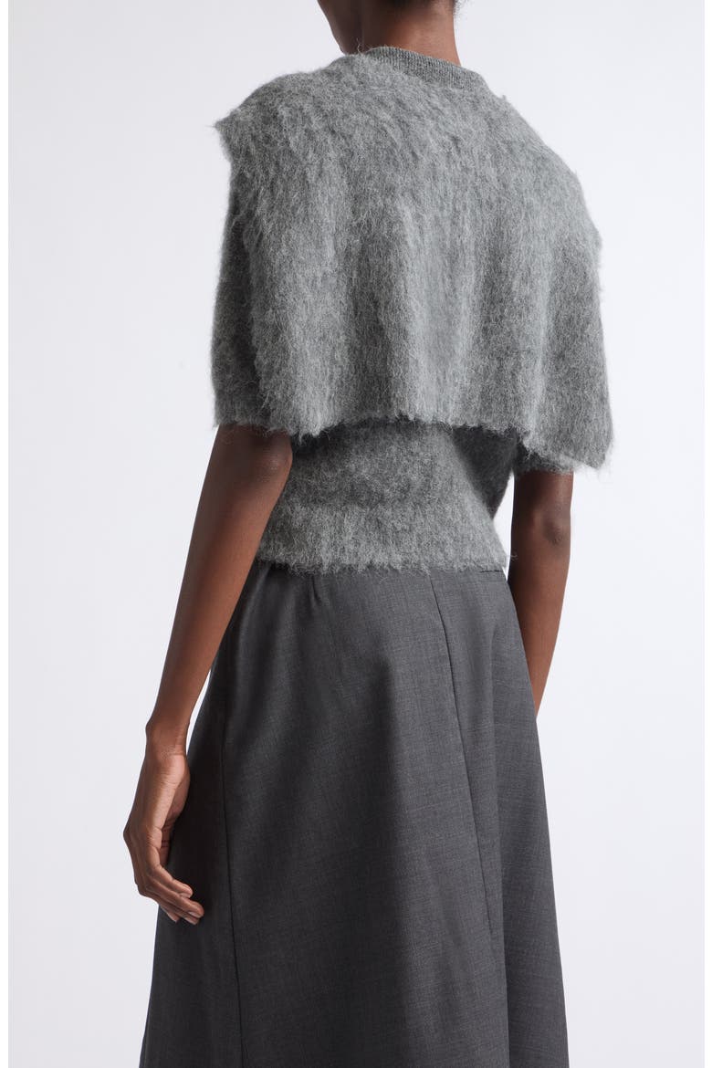 Scarf Detail Cropped Polo Sweater, Alternate, color, DARK CHARCOAL