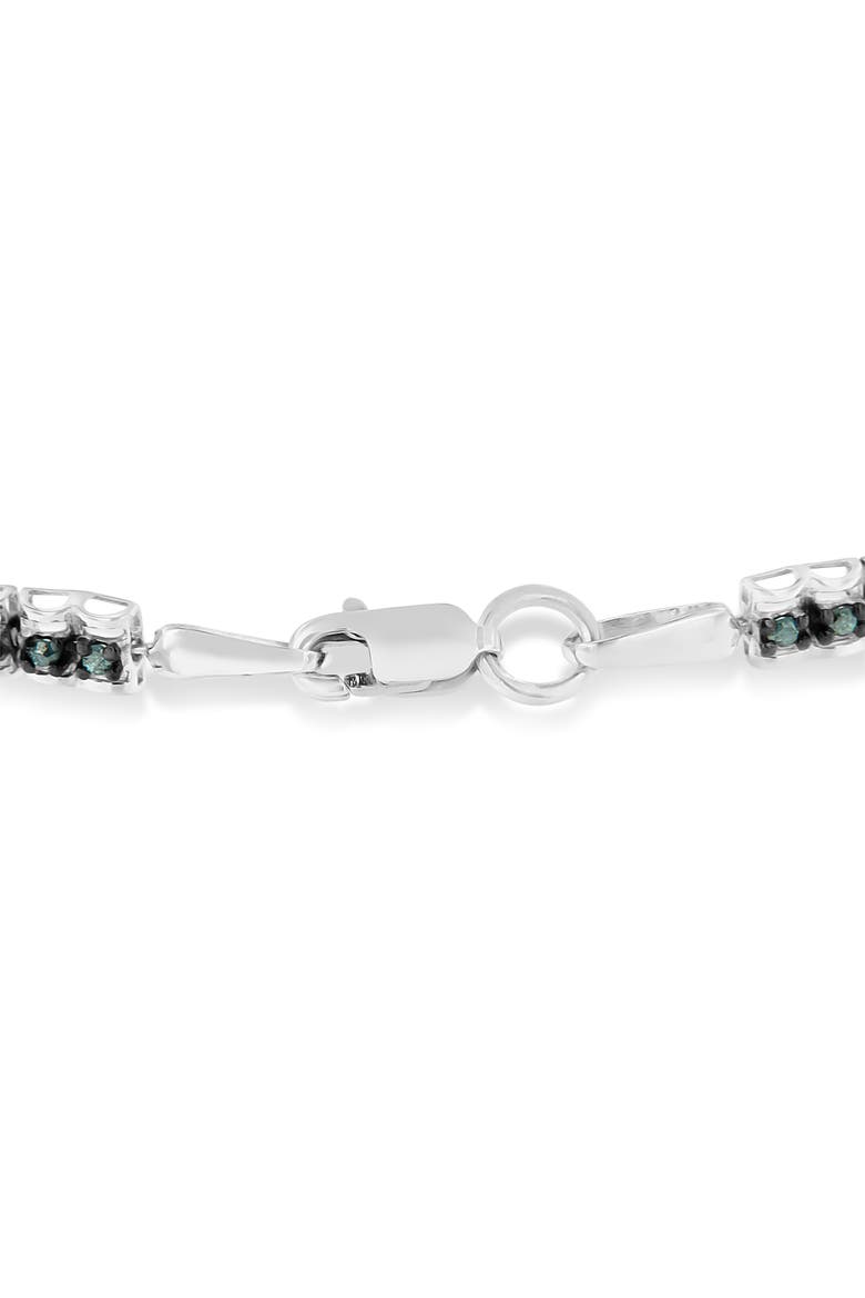 Black Rhodium over Silver 1.0 Cttw Rose Cut Diamond Double-Link Tennis Bracelet, Alternate, color, White