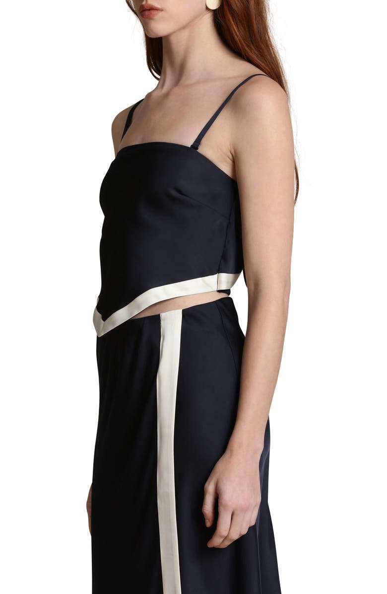 Avec Les Filles Scarf Satin Crop Top, Alternate, color, Navy