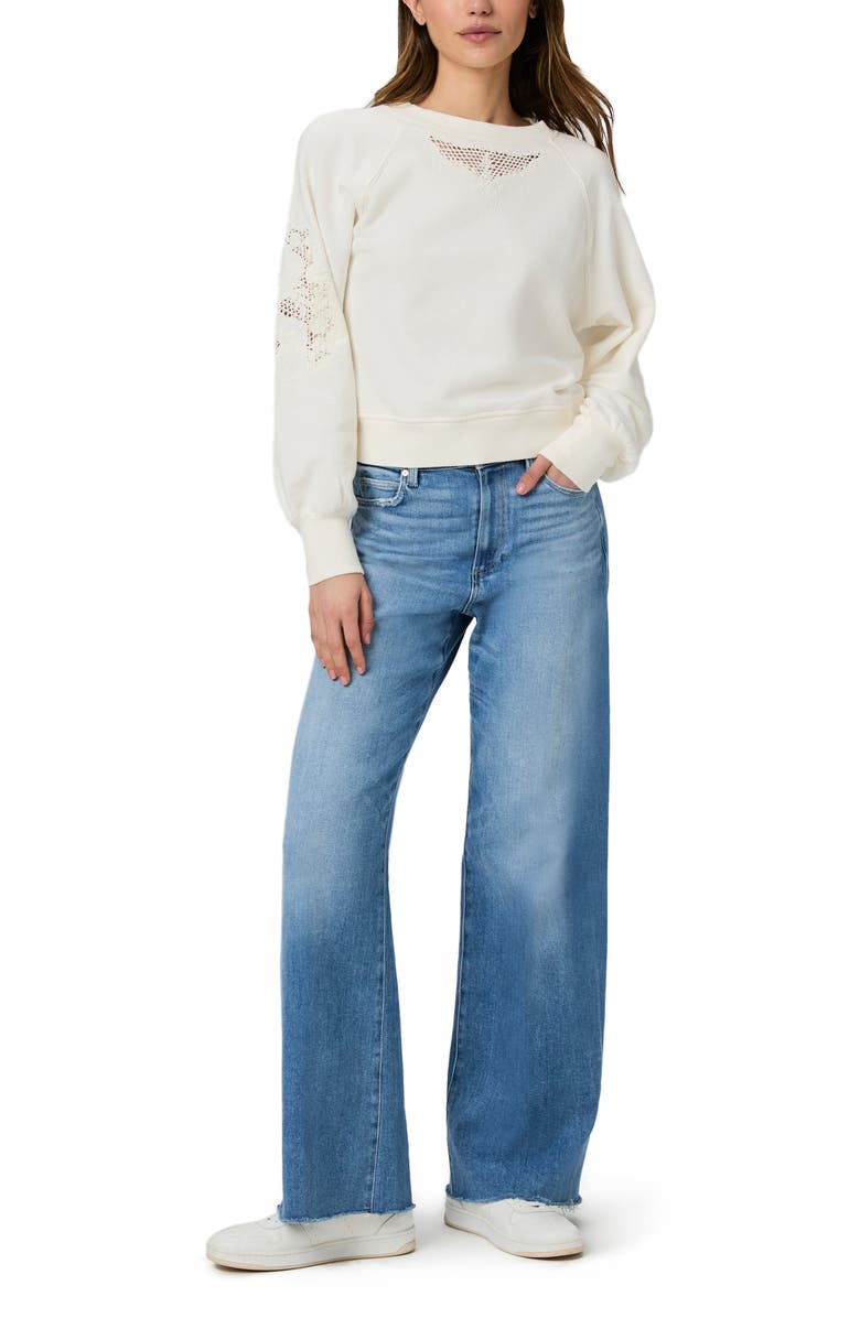 PAIGE Yolanthe Embroidered Detail Cotton Sweatshirt, Alternate, color, Ivory