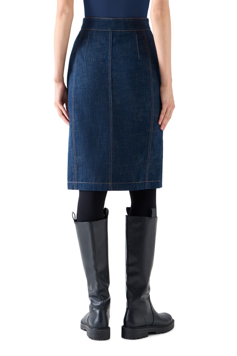 High Waist Denim Pencil Skirt, Alternate, color, BLUE DENIM