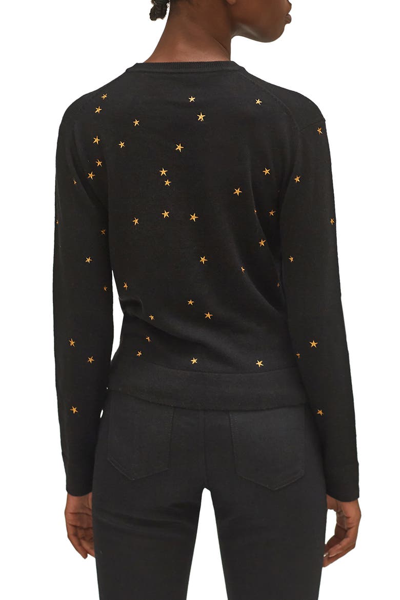Nartelle Embroidered Star Sweater, Alternate, color, TRUE BLACK BROWN
