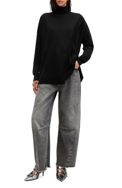 Allsaints Bern Merino Wool Turtleneck Sweater In Black