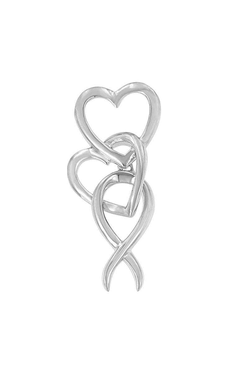 Haus of Brilliance .925 Sterling Silver Double-Heart & Awareness Ribbon Linked Pendant Necklace, Main, color, White