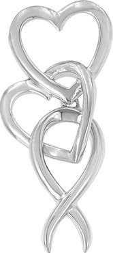 Haus of Brilliance .925 Sterling Silver Double-Heart & Awareness Ribbon Linked Pendant Necklace