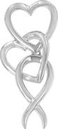 Haus of Brilliance .925 Sterling Silver Double-Heart & Awareness Ribbon Linked Pendant Necklace