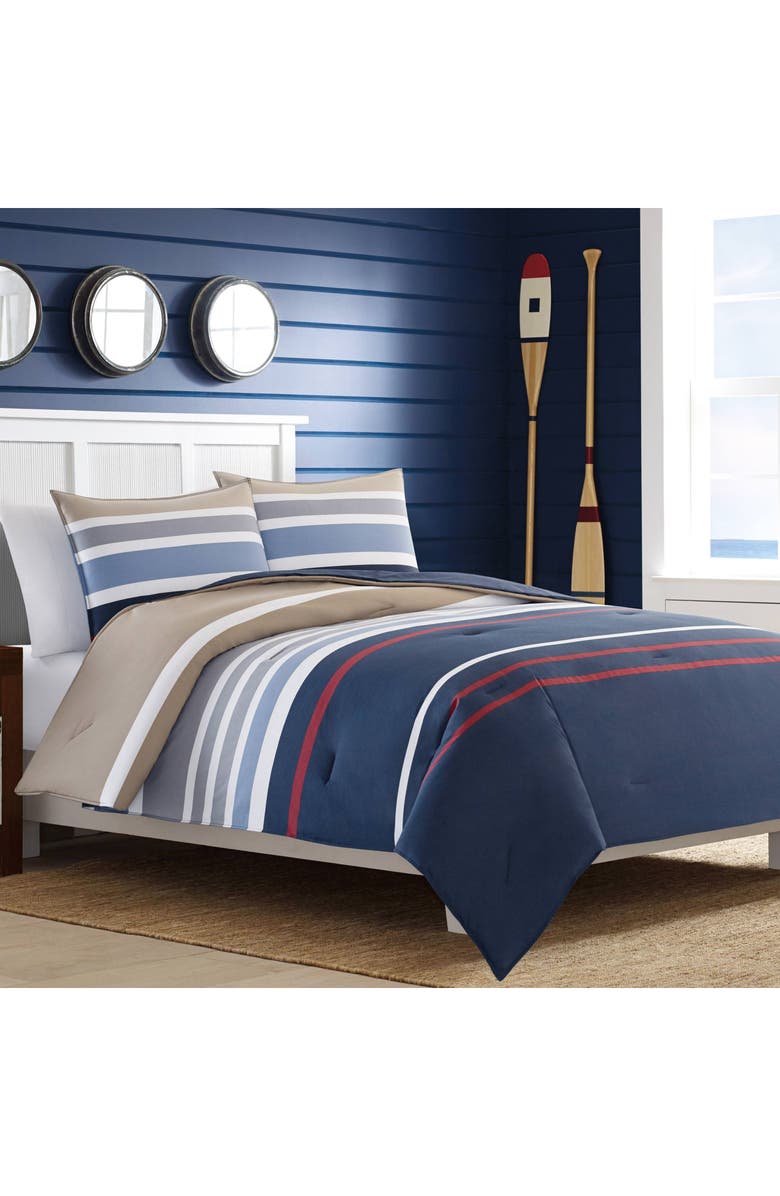 Nautica Bradford Duvet Set, Alternate, color, Navy