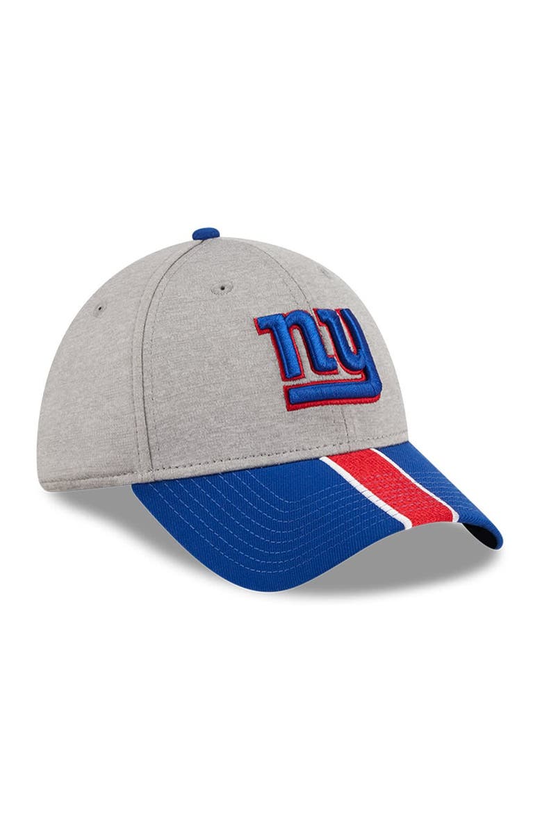Men's New Era Heather Gray/Royal New York Giants Striped 39THIRTY Flex Hat, Alternate, color, Heather Gray