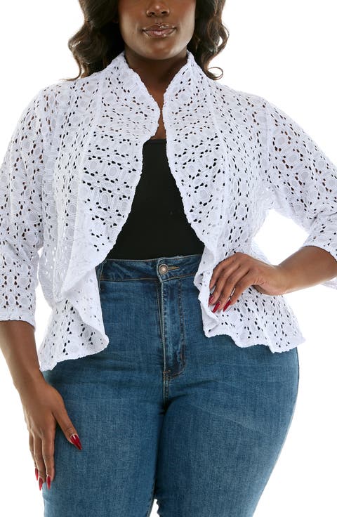 Lace Three-Quarter Sleeve Bolero (Plus)