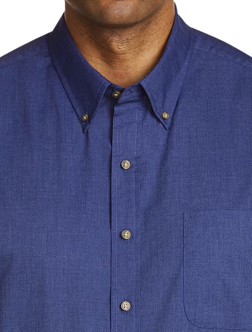 Harbor Bay By Dxl Big & Tall Easy-care Solid Sport Shirt In Blue