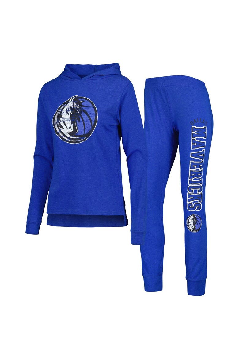 Women's Concepts Sport Heather Blue Dallas Mavericks Team Hoodie & Pants Sleep Set, Main, color, Blue