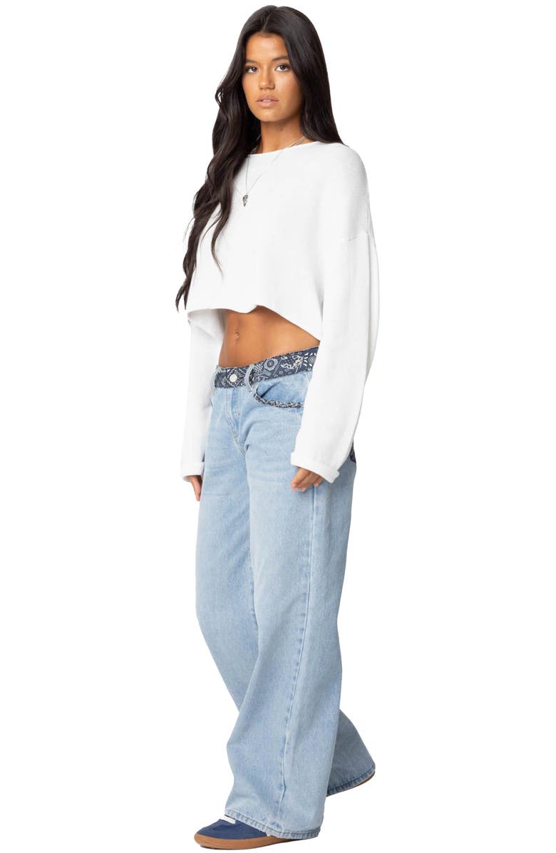 EDIKTED Shyrah Oversize Knit Crop Top, Alternate, color, White