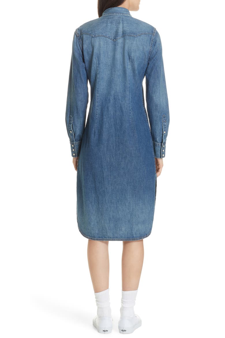 Denim Shirtdress, Alternate, color, LIGHT INDIGO