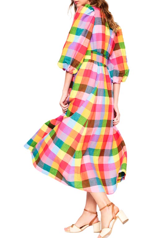 Boden Lola Blouson Maxi Dressrainbow Multigingham Women  In Multi