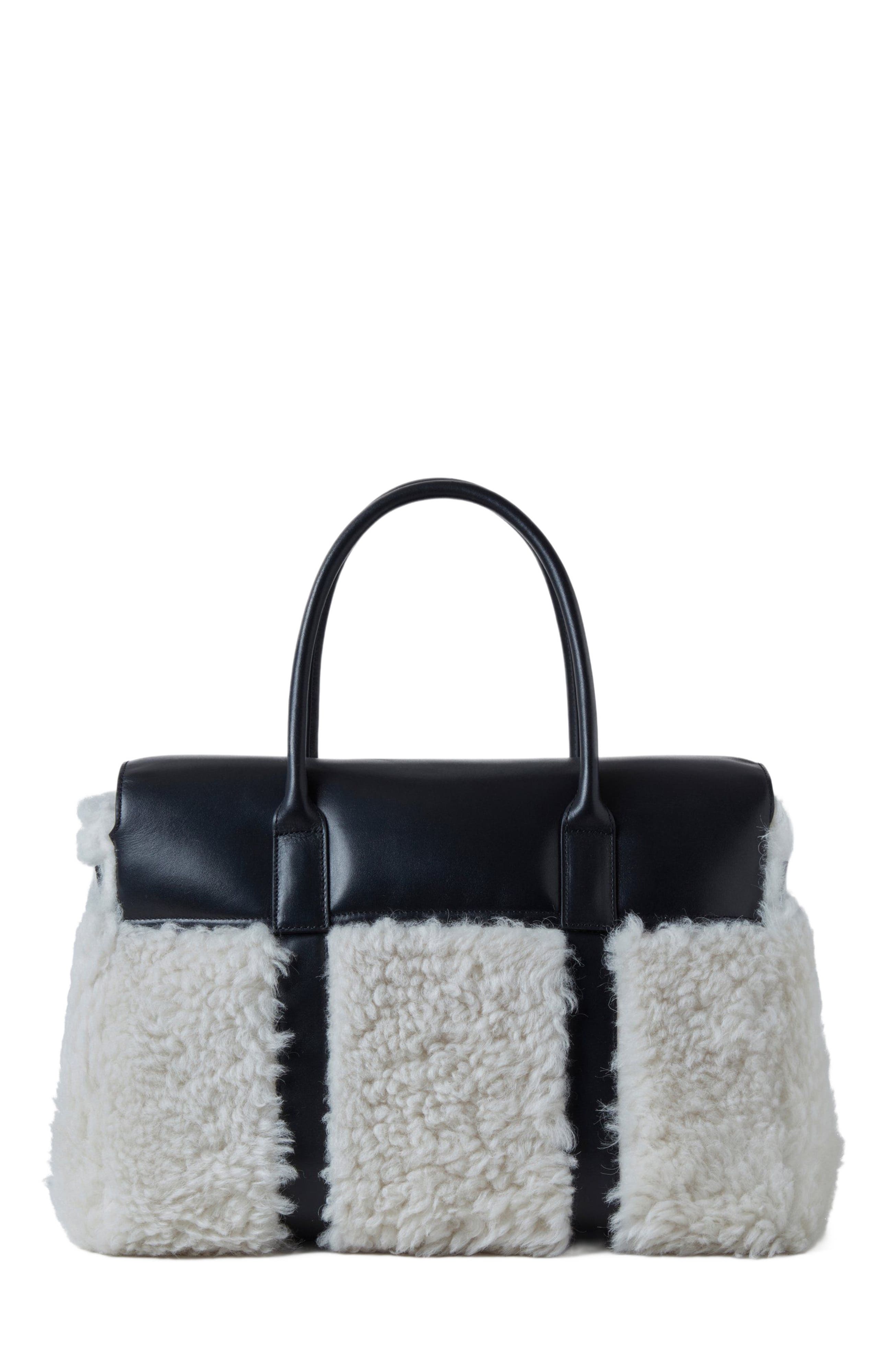 Mulberry Bayswater Leather Shearling Satchel, Alternate, color, 