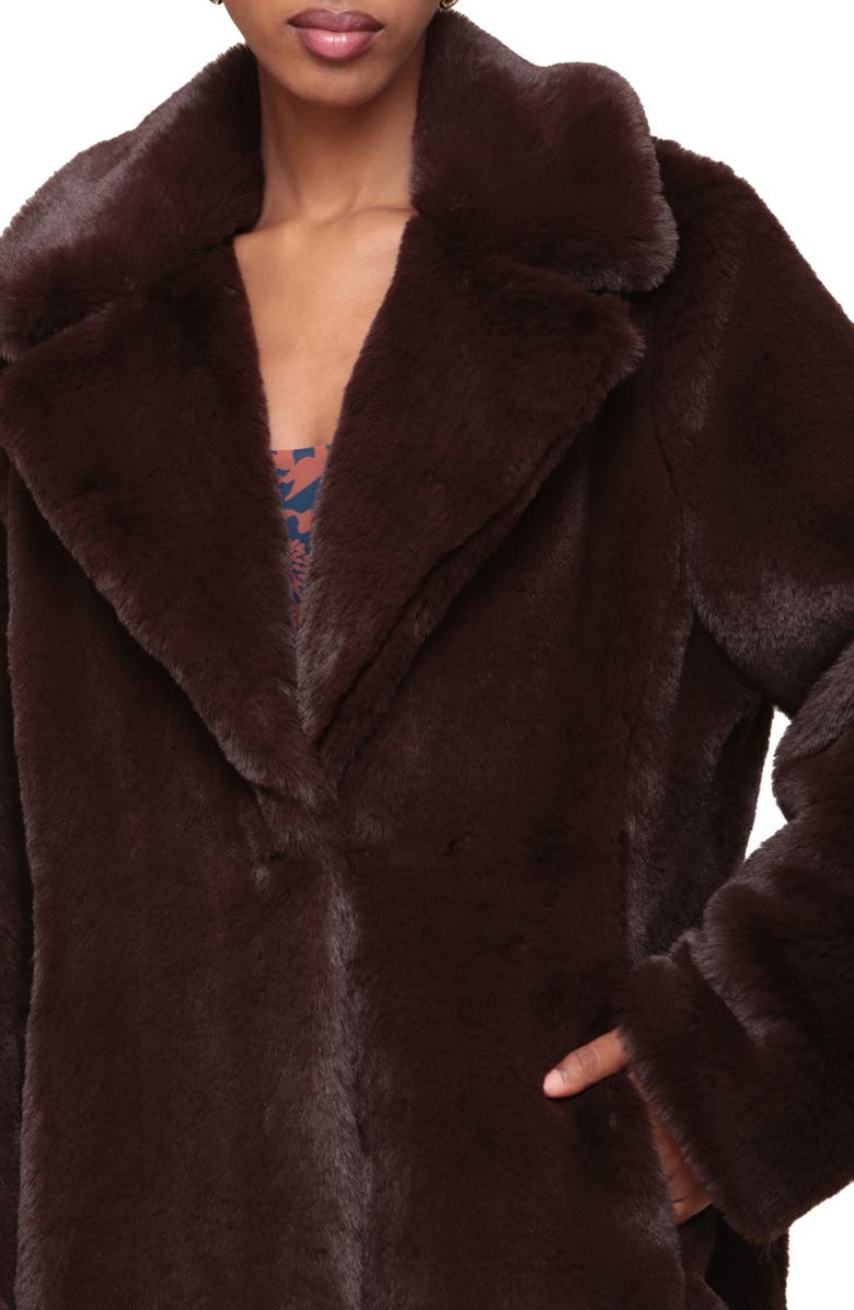 Notch Collar Faux Fur Coat