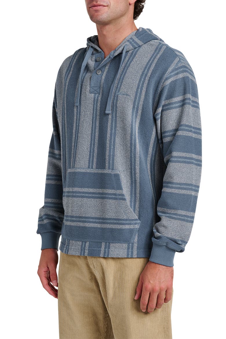 Playa Stripe Henley Hoodie, Alternate, color, CHINA BLUE