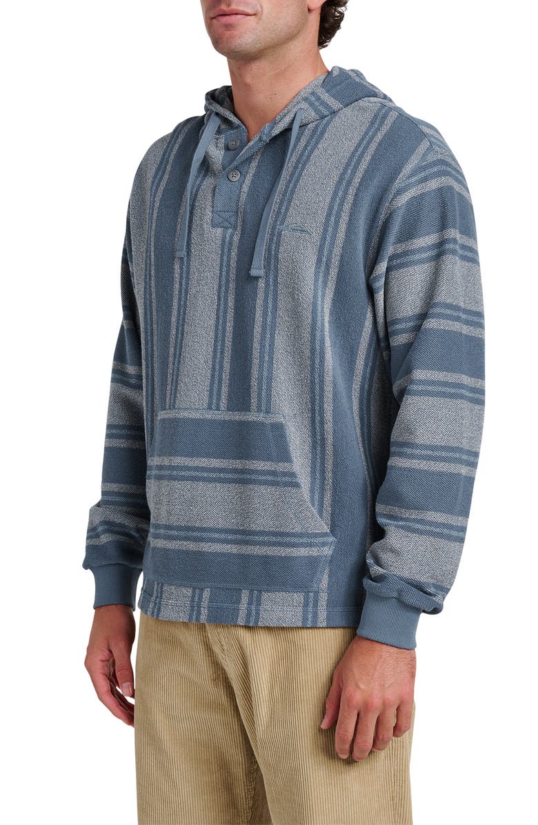 Quiksilver Playa Stripe Henley Hoodie, Alternate, color, China Blue