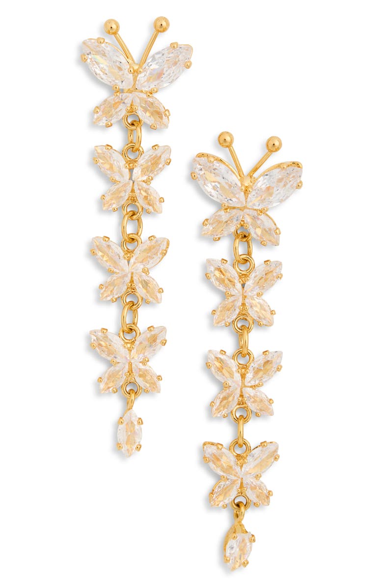 EYE CANDY LOS ANGELES CZ Butterfly Linear Drop Earrings, Main, color, Gold