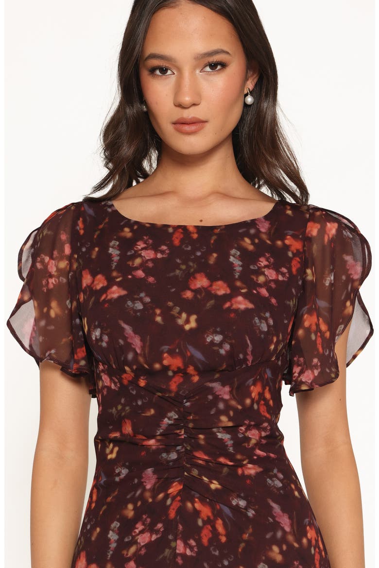 Magdalena Flutter Sleeve Maxi Dress, Alternate, color, PLUM BLURRED FLORAL