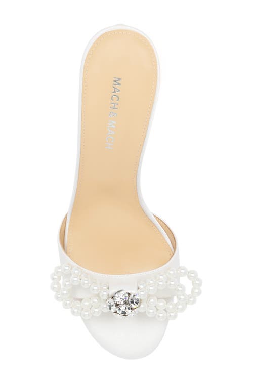 Mach&mach Mach & Mach Double Faux Pearl Bow Sandal In White