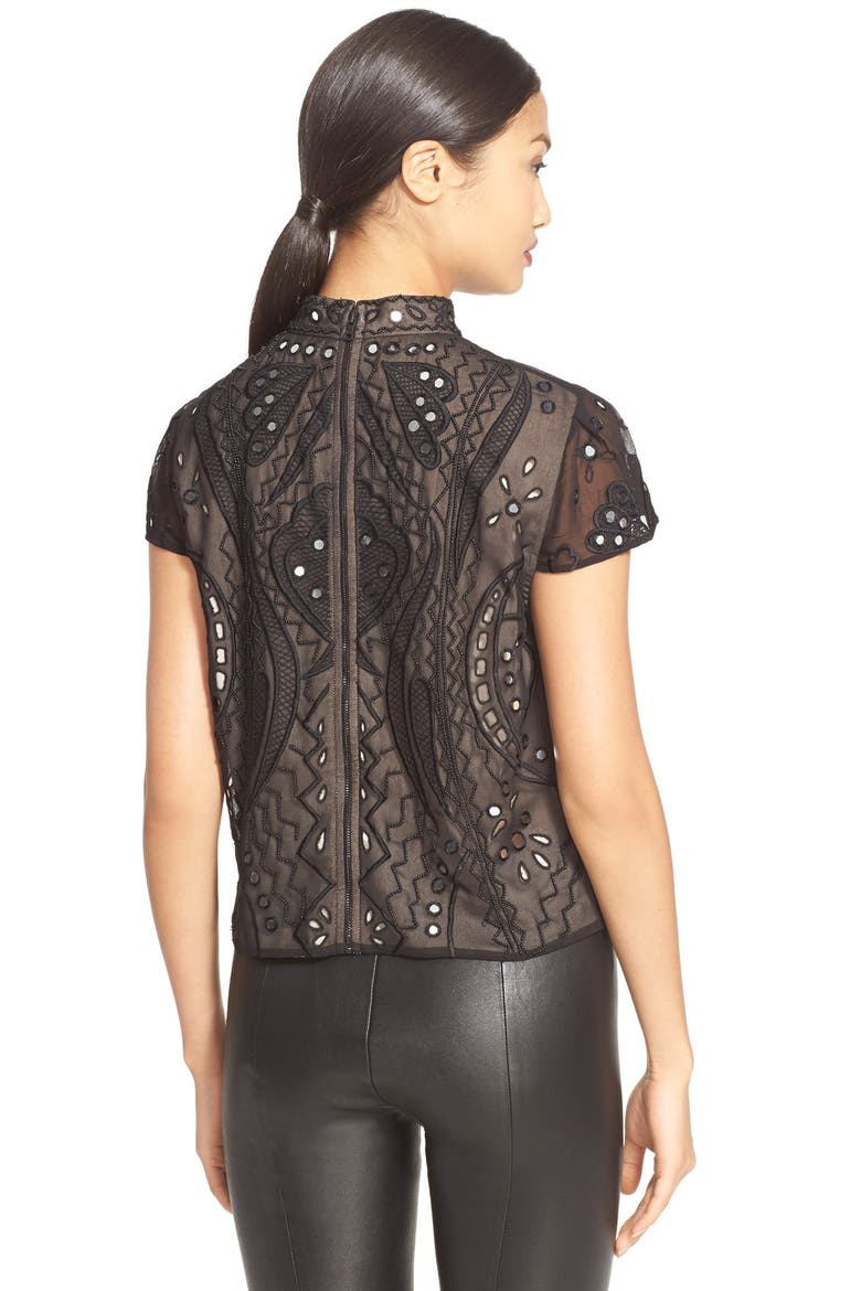 'Viktoria' Embellished Blouse, Alternate, color, BLACK