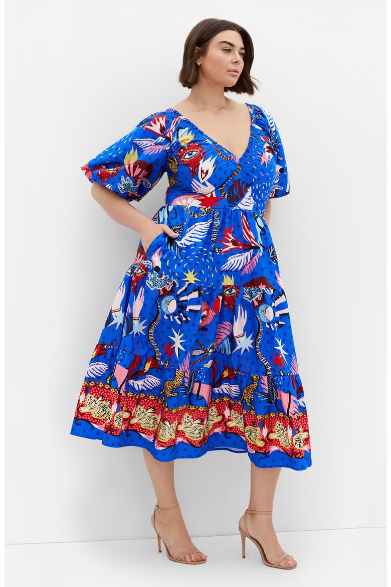 Capria Print Cotton Midi Dress, Alternate, color, CALISTA