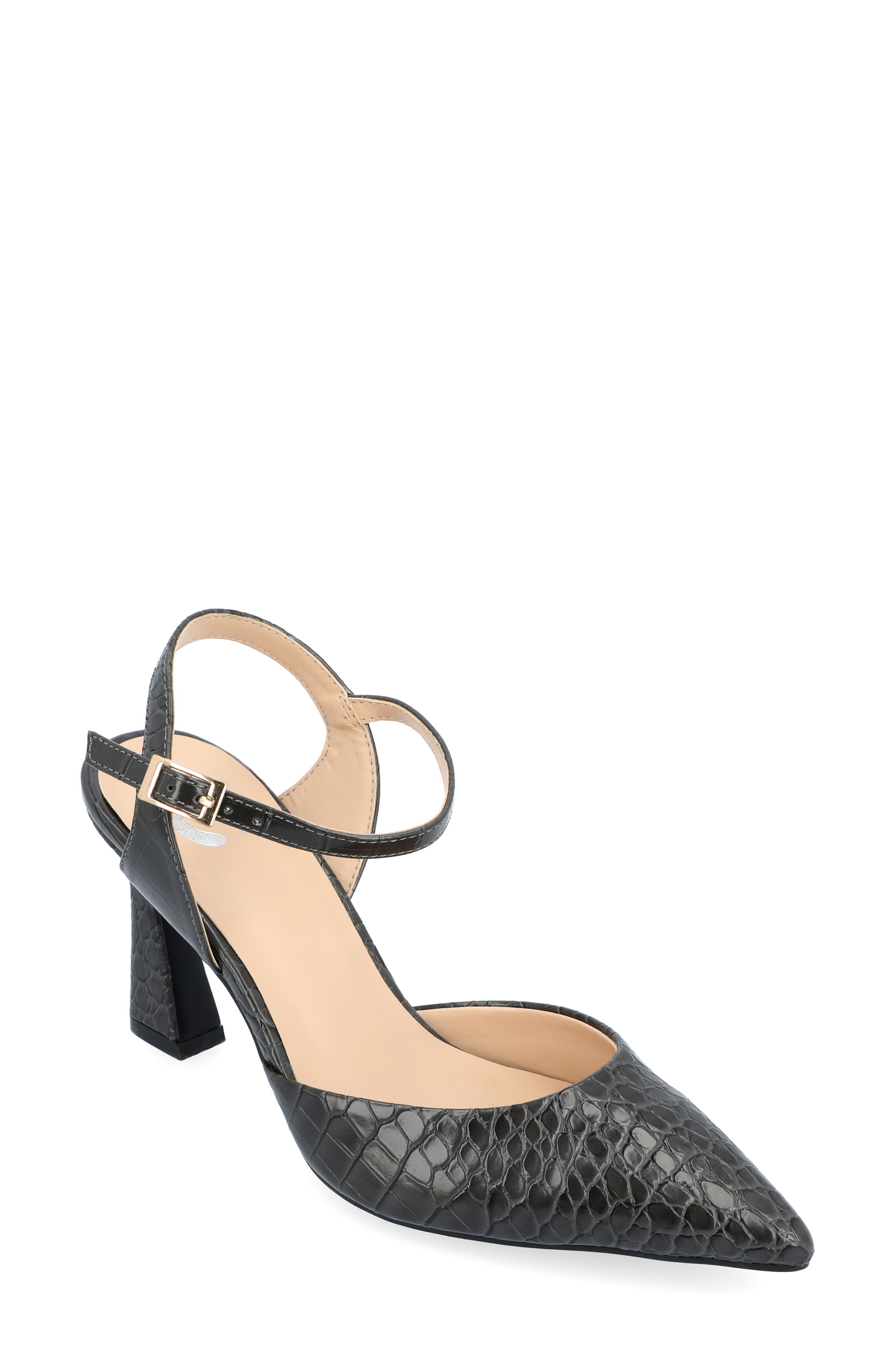 Journee Collection Nixey Croc Embossed Slingback Pump - Wide Width, Main, color, 
