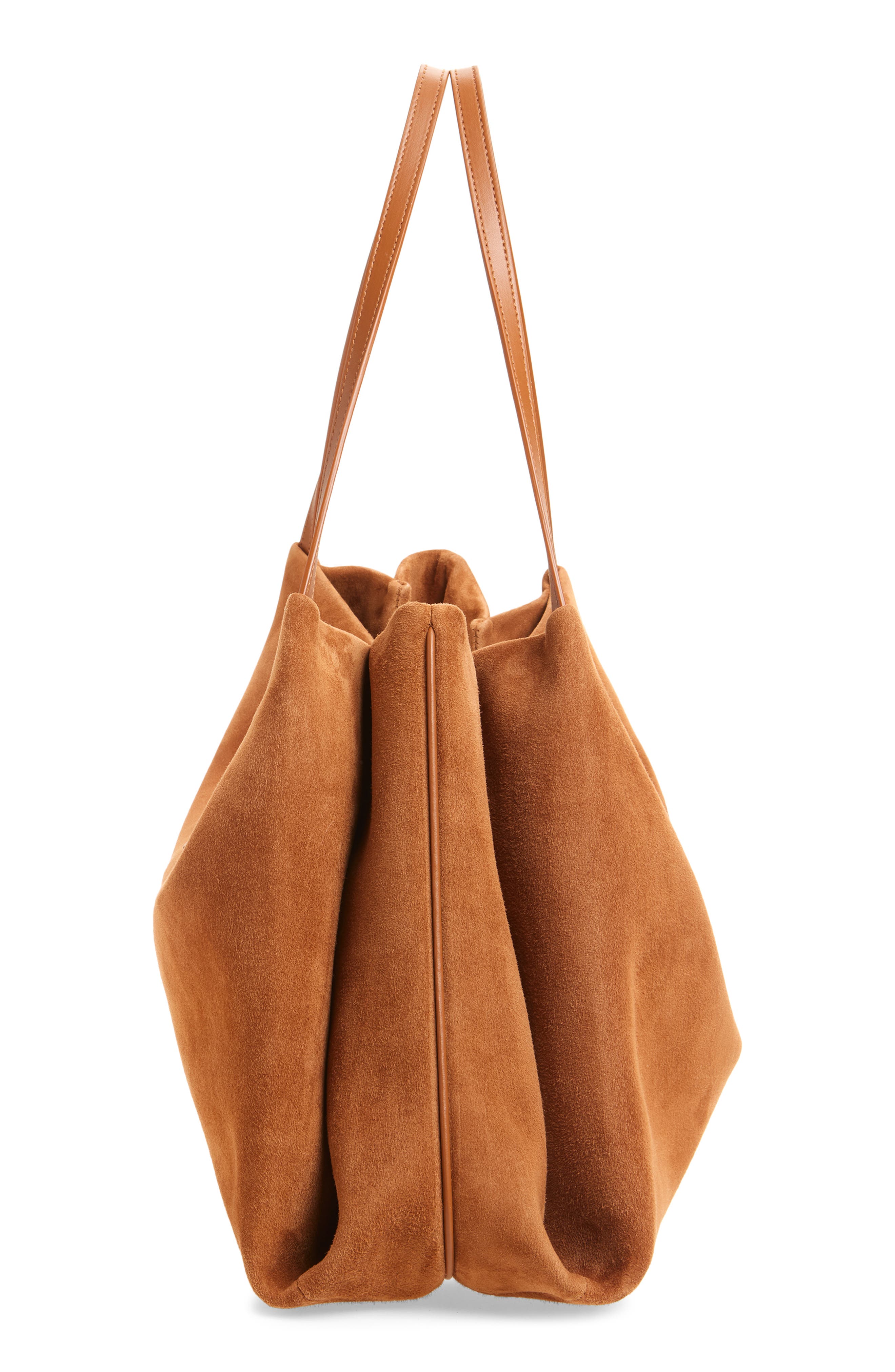 FERRAGAMO Medium Lily Suede Tote, Alternate, color, Natural Resort