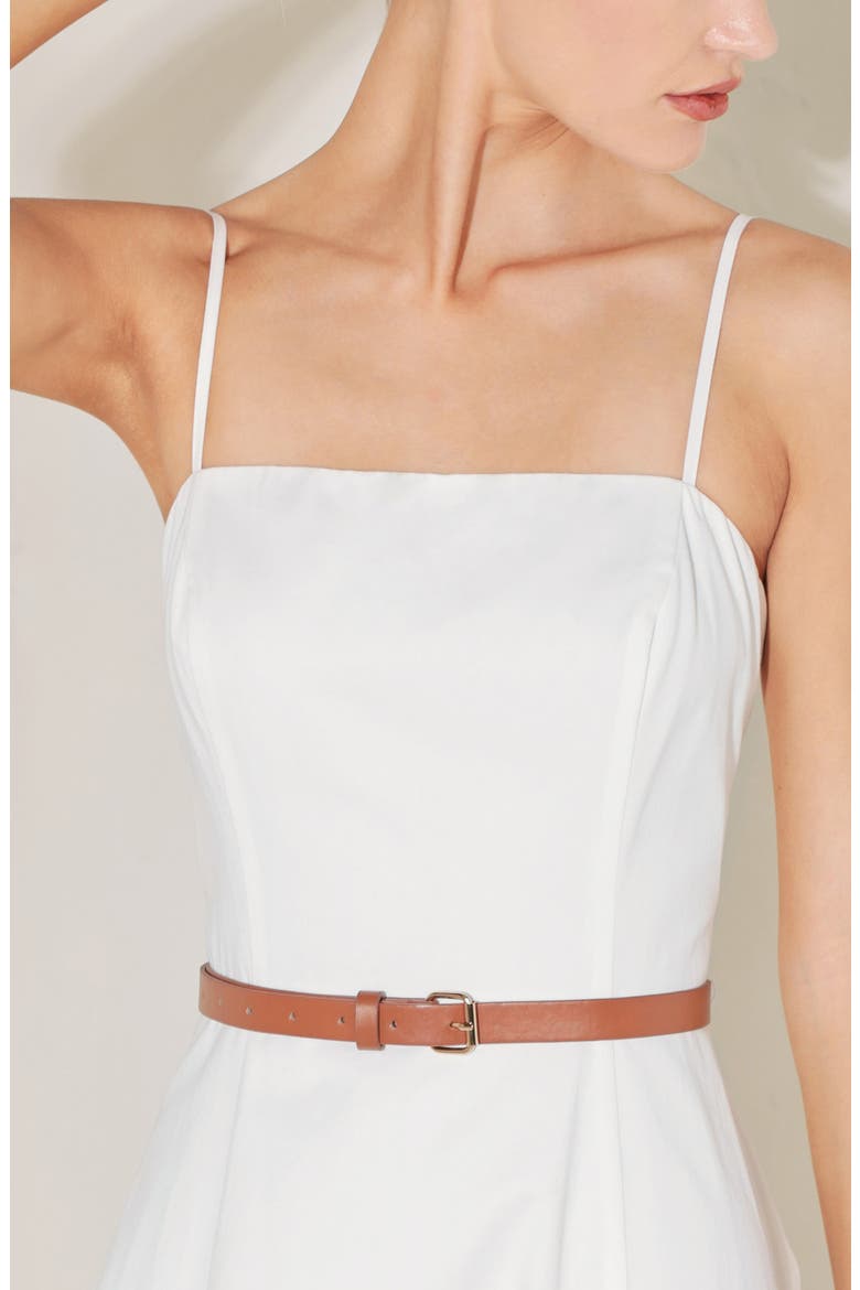 Lace Hem Cotton Midi Dress, Alternate, color, WHITE