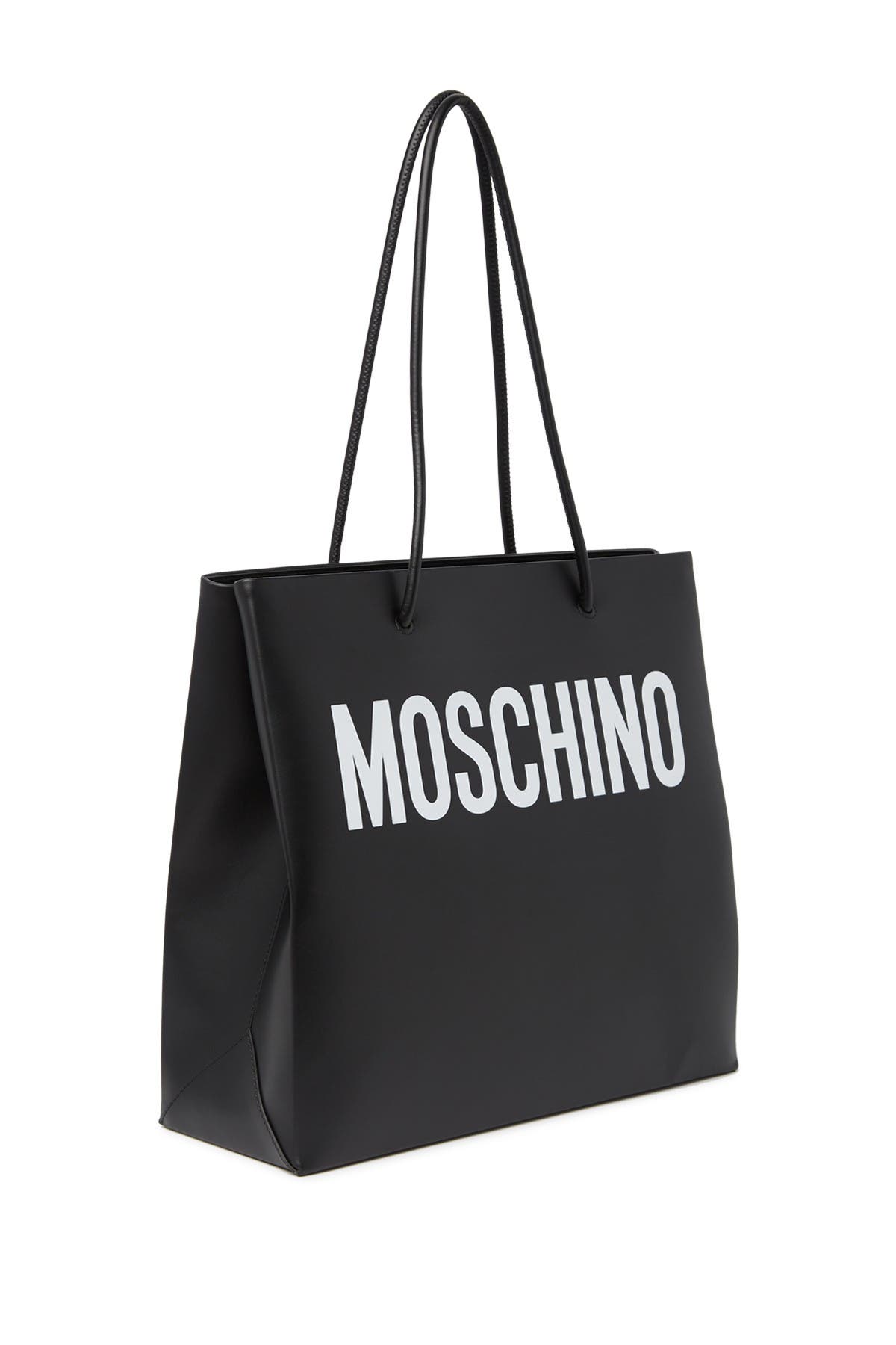 Moschino Two-Tone Logo Tote Bag, Alternate, color, 
